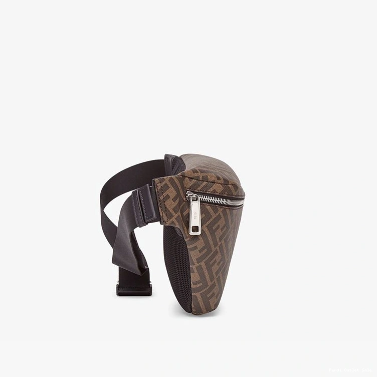Cheap Red Motif Belt Bag Brown Fabric Fendi FF In 0813